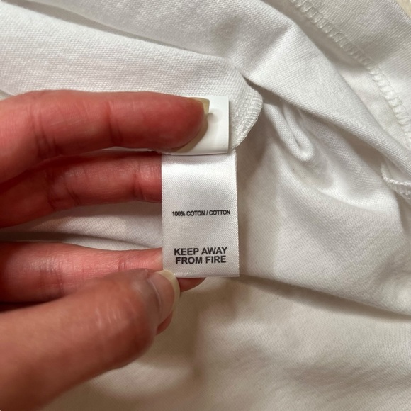 Destree Grayson White Cotton Top With Yellow Orange Striped Long Sleeves SZ S - Picture 8 of 12